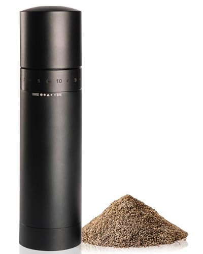 Joinvie External Adjustable Pepper Grinder — Heavy-Duty All-Metal Manual Mill for Fast, Precise Grinding and Clean, Effortless Seasoning (Matte Black)