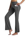 CAMBIVO Yogahose Damen Lang, Schlaghose Damen Jazzpants, Bootcut Jogginghose Freizeithose Sporthose Straight Bein mit Taschen für Yoga, Fitness, Casual