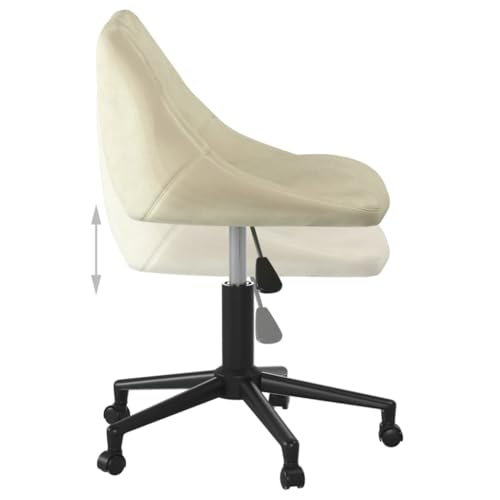 Chaise de bureau moderne velours crème ergonomique et réglable - 8