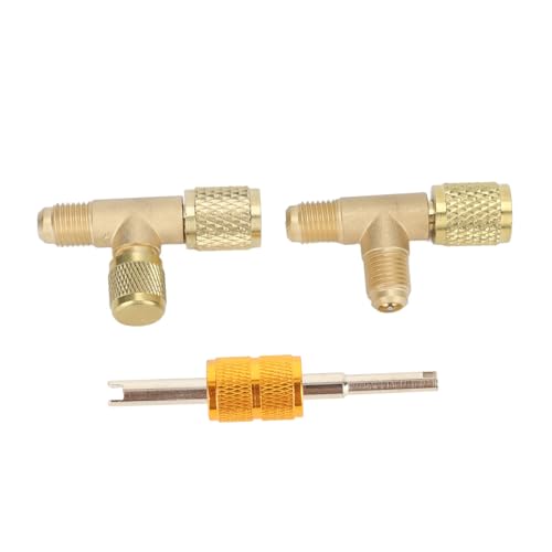 Image of Brass Tee Adapter, Leakproof Wearproof 1 /4in Valves Core Tee Adapter for R22 R12 R134 Refrigerant