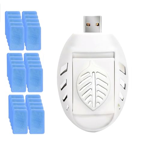 2/1Pack Mosquito Repeller, USB Mosquito Repellent Plug in Indoor Use, Mosquito Killer with Repellent Refills, No Candles or Flames, Portable Mosquito Repellent for Bedroom, Office, Kitchen (1Pack)
