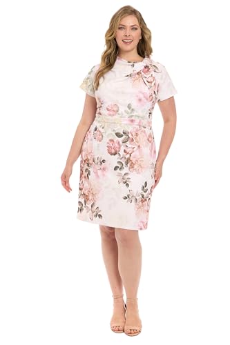 London Times Women's Dresses Women's Boat Neck Short Sleeve Dress