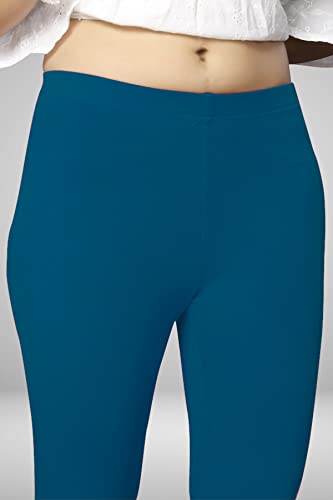 Image of Women's Cotton Skinny Leggings with Ankle Length Solid Pattern Mid Rise and Elastic Closure | Cotton Skinny Leggings for Womens