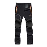 [KEFITEVD] 裏起毛パンツ メンズ 大きいサイズ 撥水 カジュアル バイク パンツ 厚手 裏フリース 登山ズボン 防寒 作業ズボン 釣り ハイキングウェア 多ポケット 冬 ブラック L