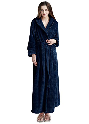 Womens Long Robe Soft Warm Fleece Plush Bathrobe Ladies Sleepwear Pajamas Housecoat Nightgown