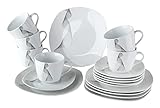 Home4You Kaffeeservice für 6 Personen - 18-teilig - Porezllan - Grau - Weiß - Kaffeegeschirr Geschirrset Kaffee Set