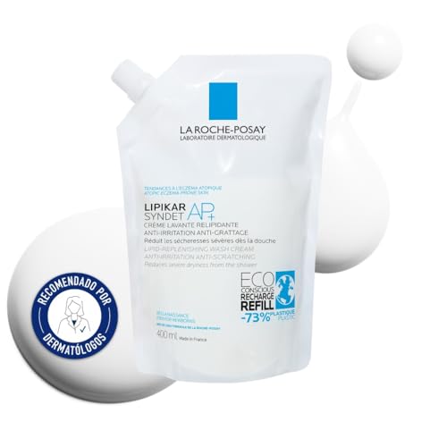La Roche Posay Gel- Crema de Ducha, Limpiador, Relipidizante, Anti-Irritación, Nutre y Calma, Enriquecido con Niacinamida, Para Pieles Secas y Atópicas, Lipikar Syndet AP+, Recarga 400 ml