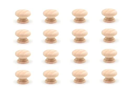 Leasiczg 16 Pieces of Round Wooden unprocessed Cabinet Furniture Drawer knob Handle