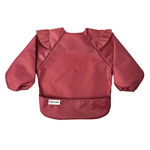 Image of Tiny Twinkle Mess Proof Baby Bib,Waterproof Smock Baby Bib for Eating,Machine Washable Long Sleeve Bib,Baby Led Weaning,Toddler Bib,BLW Supplies(Burgundy, Small 6-24 Months)