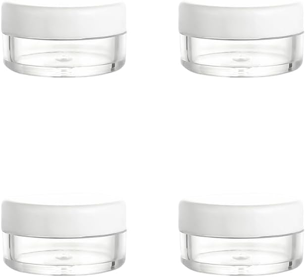 Empty Sample Pots, 4 Pcs Empty Plastic Cosmetic Jars, Clear Travel Cosmetic Container, Mini Cosmetic Containers, for Face Creams, Sample, Make-Up