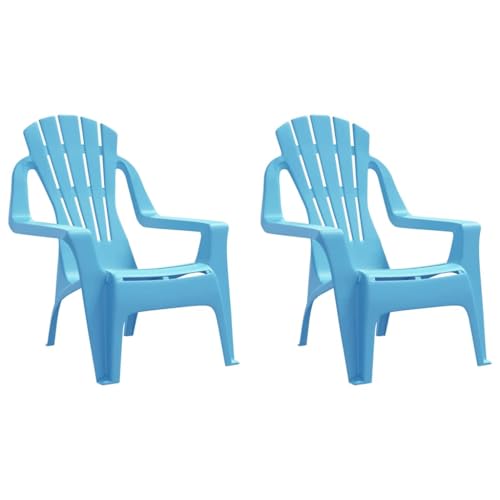 vidaXL Sillas de Jardín para Niños 2 uds, Sillones Infantiles, Tumbonas para Niños de 1 a 3 años, Asientos de Patio, Aspecto de Madera PP Azul