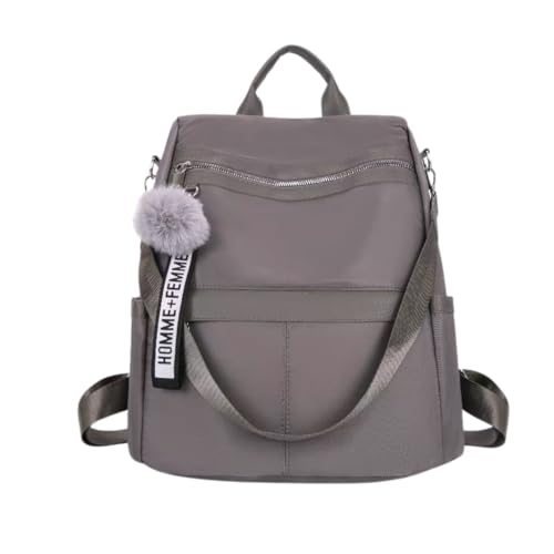 Bolsa Mochila Feminina Com Alça Transversal e Costas Impermeável Grande Espaçosa Antifurto Dia a Dia Trabalho Blogueira (Cinza)