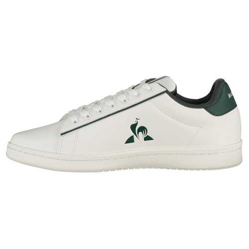 Le Coq Sportif - LCS Court Clean - Baskets de Ville Mixtes - Confort Quotidien - Dessus Cuir et Synthétique - Semelle Caoutchouc - Taille 42 - Blanc Optical White Trekking Green