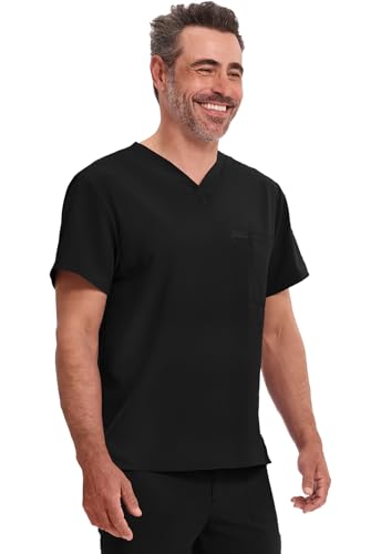 Image of Dickies EDS Essentials Scrubs for Men V-Neck 360 Stretch Medical Scrub Top | Relaxed Fit, 2 Pocket Design, 360 Stretch, Moisture Wicking Fabric, Durable Construction, Side Vents, Easy Care