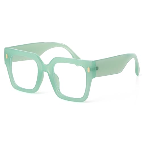 Image of Mirkcittle Oversized Blue Light Blocking Glasses for Women Men Clear Frame Square Eyeglasses Anti Eyestrain Computer