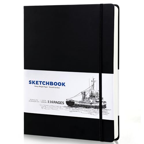 Skizzenbuch A4, Zeichenblock 200g/m² Skizzenpapier zum Zeichnen Zeichenpapier Skizzenblock für Künstler Studenten Malbegeisterte (58Blatt/116Seiten)