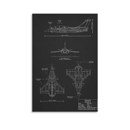 ZYGNBHL Affiche Dassault Rafale B Fighter pour bureau, chambre, pièce, esthétique, 45 x 30 cm