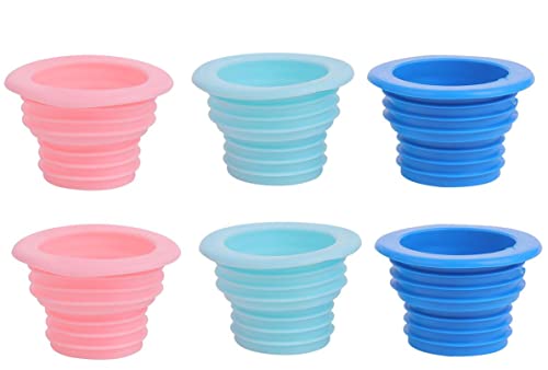 排水口 アダプター 6点セット (ピンク/青/緑 各2点) 排水口径 40-50mm対応 防臭キャップ 洗濯機 洗面台 下水 防臭