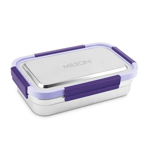 Image of MILTON Modern Meal Sr. Stainless Steel Tiffin, Set of 2 (950 ml,150 ml), Purple | Food Grade | BPA Free | Refrigerator Safe | Odour Free I Durable and Stylish Lunch Box for Home, Office & Travel