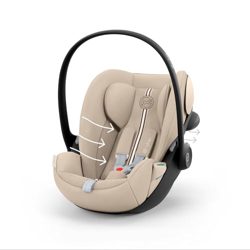 CYBEX Gold Fotelik dziecięcy Cloud G3 Plus, Od urodzenia do 24 miesięcy, Dla dzieci od 40 cm do 87 cm, Maks. 13 kg, Funkcja obrotu o 180°, Siateczkowa tkanina, Z wkładką dla noworodka, Almond Beige