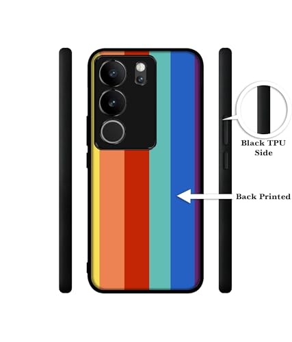 Image of Rainbow Colors Design Premium 2D Printed Metal Back Case Cover for Vivo V29 5G / V29 Pro 5G, Multicolour