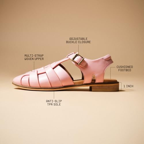 Image of Theater Tourist Woven Sandals for Women | Closed-Toe Fisherman Style | Adjustable Buckle Strap | Casual Everyday Flats