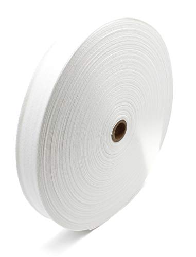 100% Soft Herringbone Twill Tape 1\" White-100 Yard Roll- Made in USA- Herringbone Webbing Tape Sewing Twill Ribbon for DIY Craft Making
