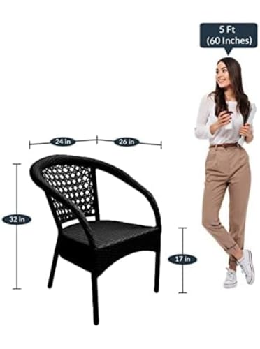 Image of PRATHAM India 4+1 Outdoor Indoor Patio Set Bistro Set Rattan Chair Patio Set Lawn Balcony Hall Outdoor Garden Chair Table Set (Black & Cream Cushion)