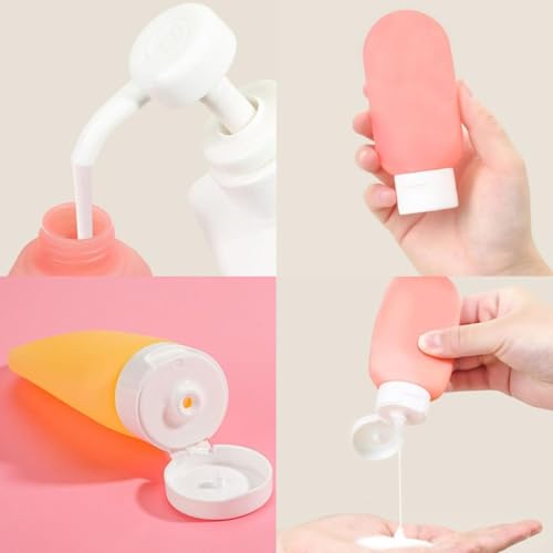 Kit 3 Unidades Frascos de Viagem em Silicone Pote Shampoo, Loção, Condicionador e Sabonete Líquido,