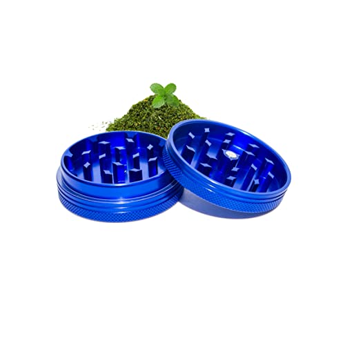 Small Thin Herb Chrome Crusher Grinder 2 inch (Blue Color)