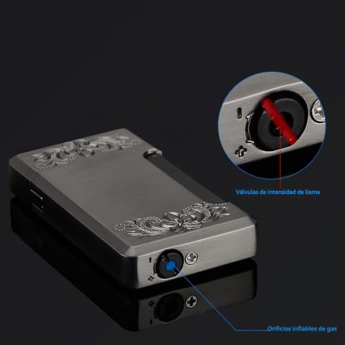 Pack de 2 encendedores de llama ajustable de butano, recargables y resistentes al viento 6