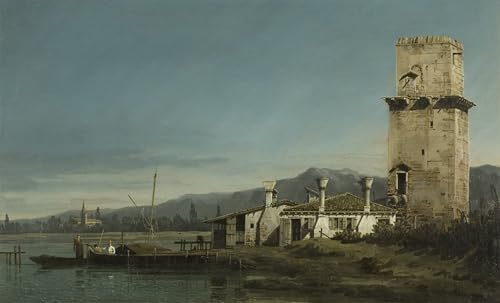 Cuadro en lienzo decorativo Torre di Marghera Bernardo Bellotto pintura clásica pared 60x90cm