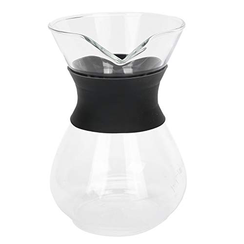 Fdit Reusable Glass Coffee Pot with Stainless Steel Filter Pour Over Coffee Makers Manual Drip Coffee Maker Set (400ml)