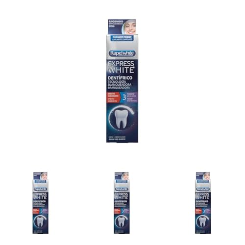 Rapid White, Pasta de Dientes Blanqueadora, Hasta 3 Tonos Más Blancos, Tecnología de Blanqueamiento Óptico, Previene la Formación de Sarro y Placa, Resultados desde el Primer Cepillado, 75 ml