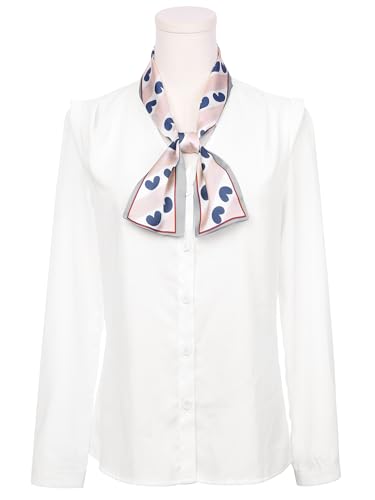 Women's Heart Contrast Color Striped Scarf, Skinny Long Hair Ribbon Handbag Handle Wrap Scarves2