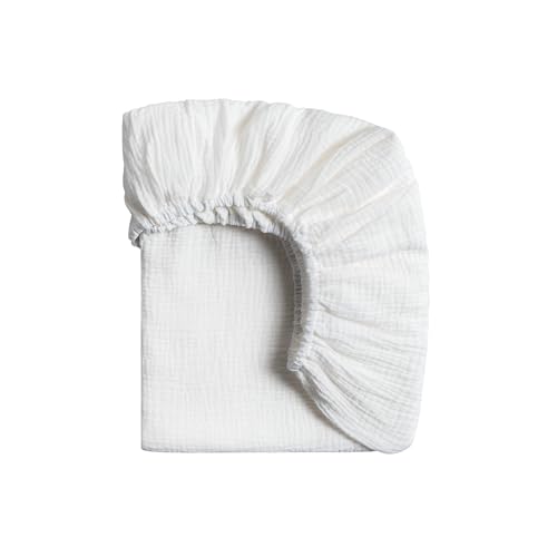 Image of Meracorallo Muslin Pack and Play Fitted Sheet, 100% Cotton, White