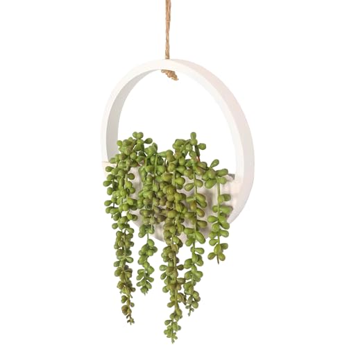 Focenat Colgantes de Plantas Artificiales,Plantas Colgantes Suculentas Artificiales,Cadena de Perlas Falsas de Maceta con Cordón de 21cm,para el hogar,jardín,Oficina,decoración de Pared