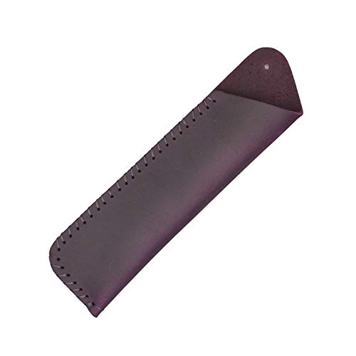 Image of Handmade Leather Double Pen Case Crazy Horse Leather Fountain Pen Pouch Protective Sleeve Cover