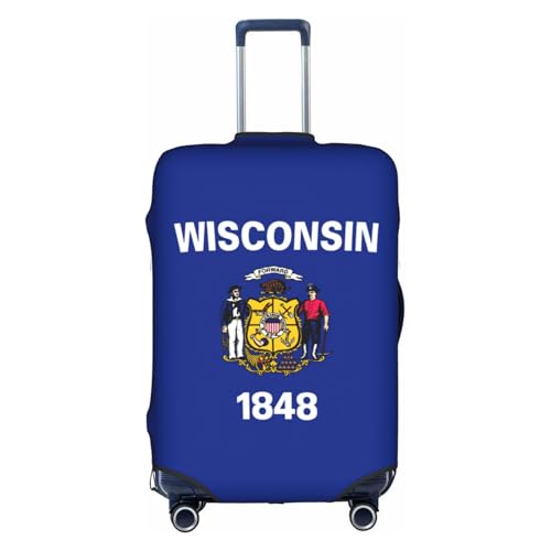 KLJnmbb Wisconsin - Copertura elastica per valigia, lavabile, antigraffio, antipolvere, elegante, bianco, M