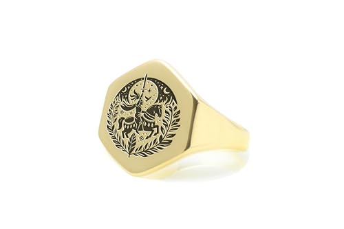Bague de chevalier médiévale hexagone personnalisée et unisexe en acier