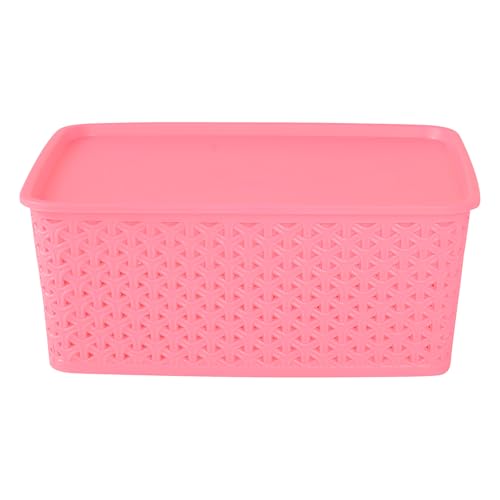 Kuber Industries 6 Pcs Stackable Plastic Storage Box with Lid | H3 Multi-Purpose Basket for Storage - Ideal Home Organizers for Baby Dress, Stationary, Medicine & Pooja Items | Multicolor