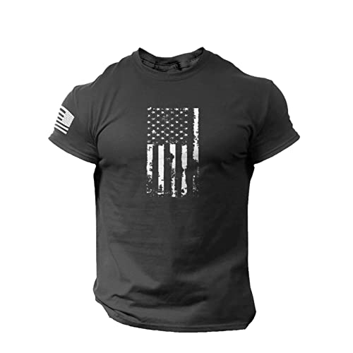Men Boy Novelty T Shirt,American Flag T-Shirts USA Independence Day Casual Retro Summer Tee (Large, Black, l)