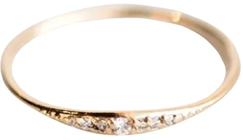 Dainty Moissanite Stacking Ring- Gold Minimalist Simple 925 Sterling Silver Thin Delicate Ring for Women