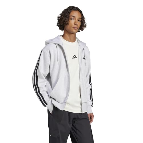 Image of adidas Mens Essentials 3-Stripes Fleece Hoodie Casual Outerwear Casual - Green