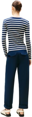 Tommy Hilfiger Damen Langarmshirt Slim Henley mit Knopfleiste, Mehrfarbig (Dark Night Navy/Calico STP), XXL – Ansicht 2