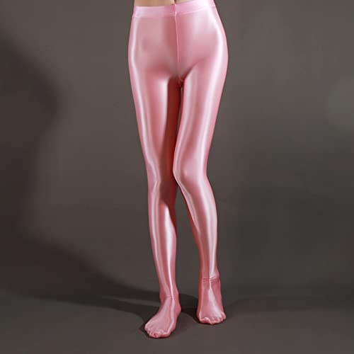 Image of cloudmall Women Sexy Semi Opaque Pantyhose Running Tights Yoga Leggings Oil Shiny Stocking
