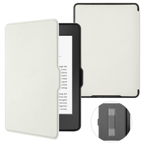MOROCK Case for 6 Kindle Paperwhite 5th/6th/7th Generation 2012-2017 Released(Model No. EY21 & DP75SDI) Premium Lightweight PU Leather Cover with Hand Strap Auto Wake/Sleep White