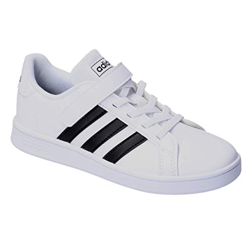 adidas Unisex Grand Court Sneaker, Black/White, 12.5K M US Little Kid4