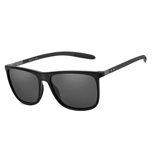 ZENOTTIC Polarisierte Sonnenbrille Herren Kohlefaser Bügel Quadratische Sonnenbrille Fahren Angeln Golf Sport UV400 Schutz Cover