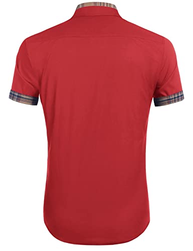 Chemise décontractée à manches courtes COOFANDY rouge 3XL